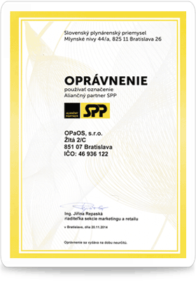 V rámci služby SPP aliančný partner spoliúracujeme s SPP - váš dodávateľ elektriny a zemného plynu. Po kliknutí sa Vám zobrazí certifikát. spp_opaos_aliancny_partner